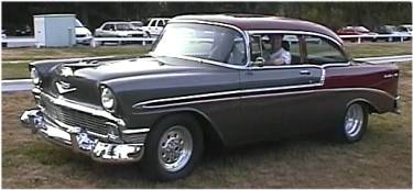 Henry takes his restored 56 Chev Bel Air for a spin